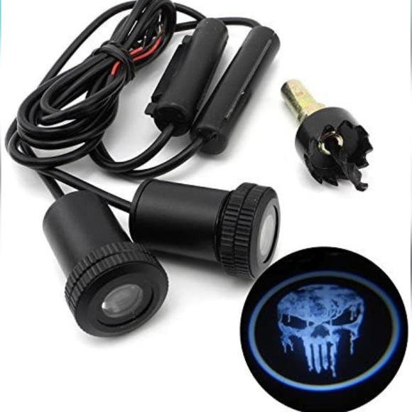 2 new wireless Punisher skull car door projector ghost lights no tools needed. - Picture 3 of 3